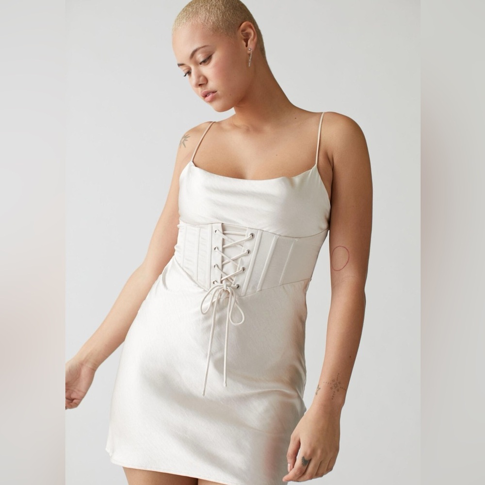 Urban Outfitters Kiss the Sky Corset Cowl Neck Satin dress, NWT